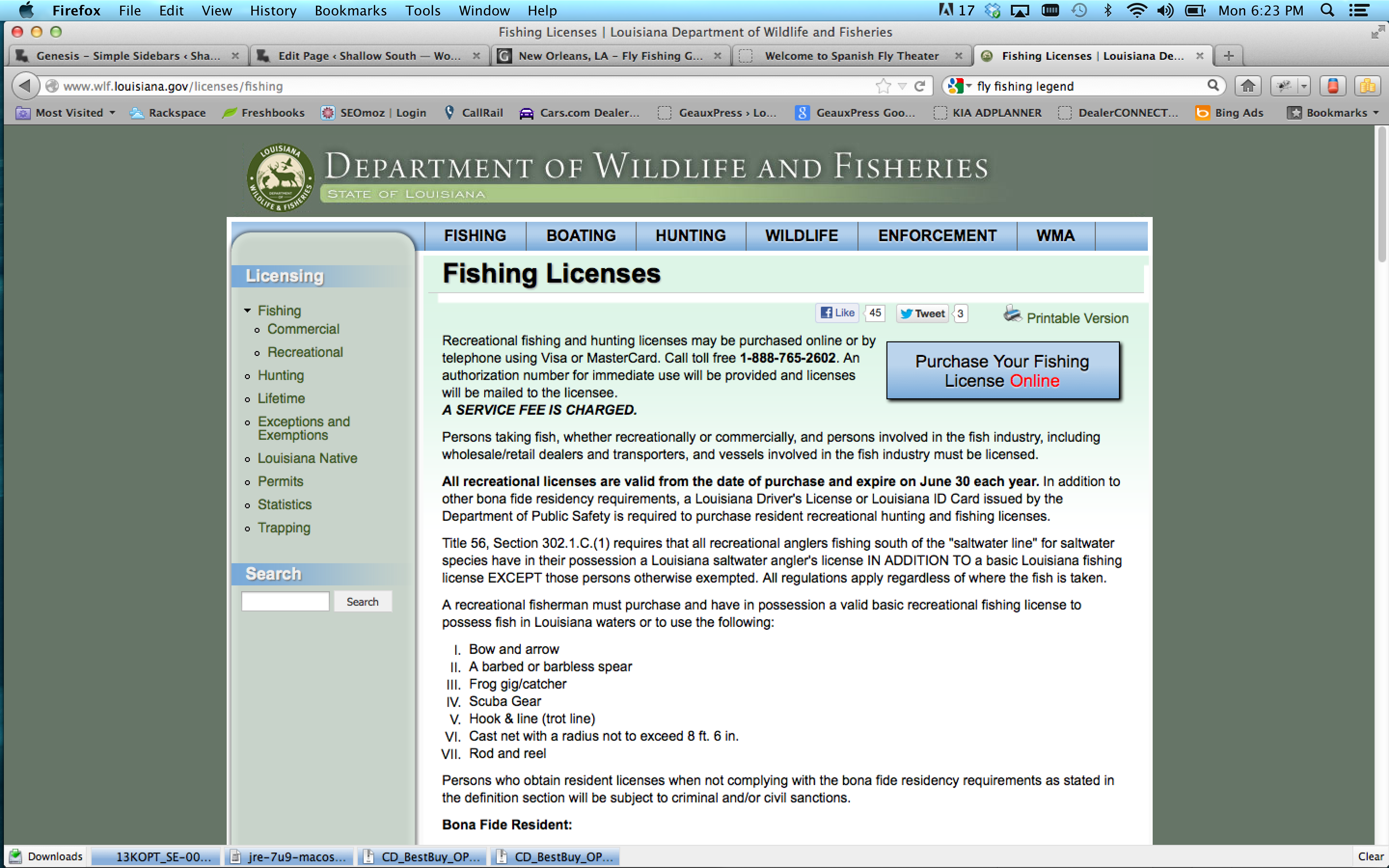 Louisiana Fishing License